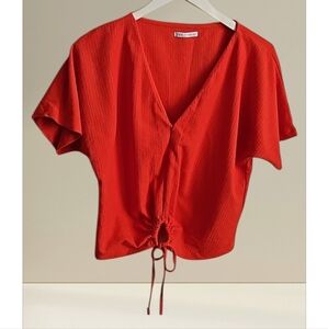 Zara red orange top blouse size M